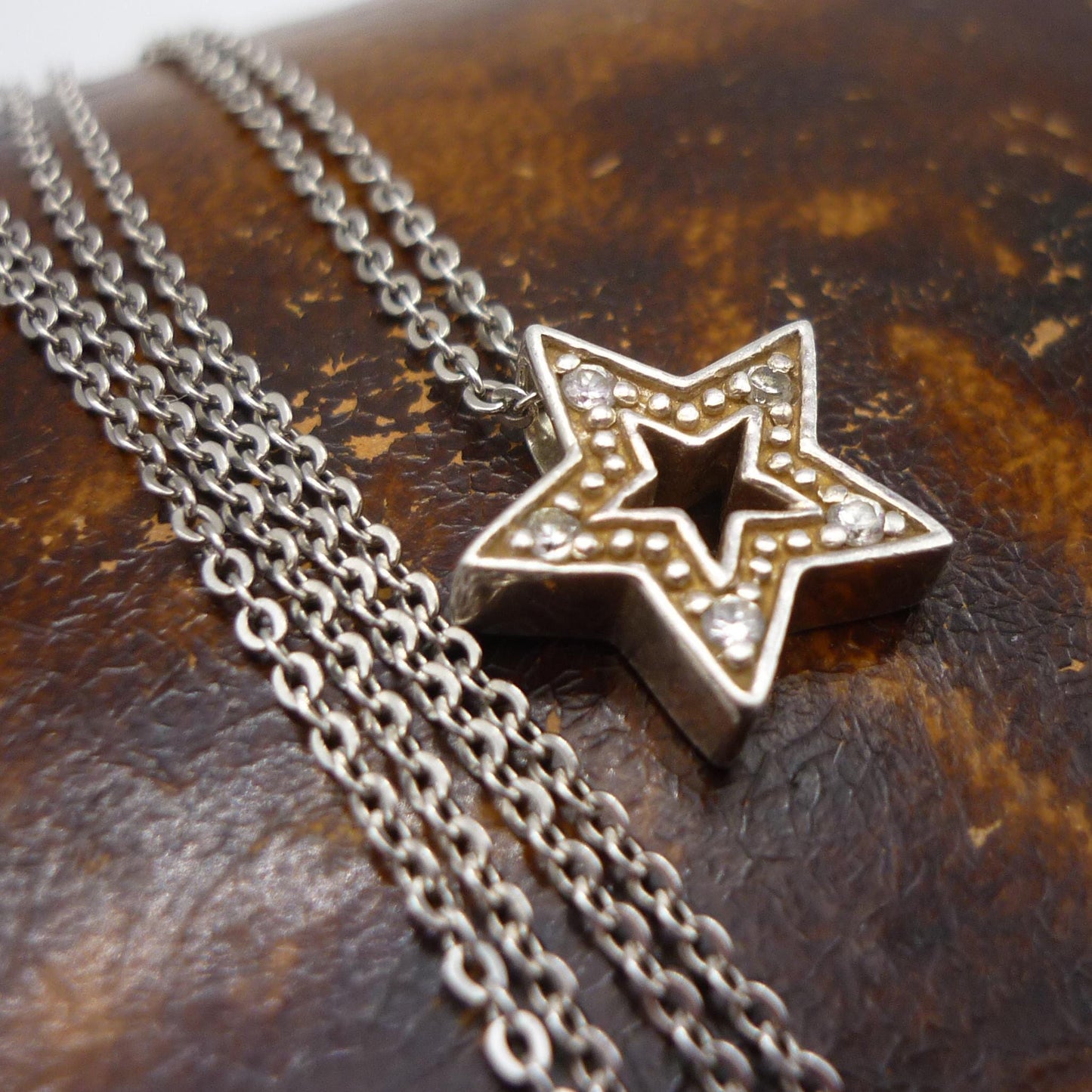 Vintage Sterling Silver Star Charm Pendant on Chain
