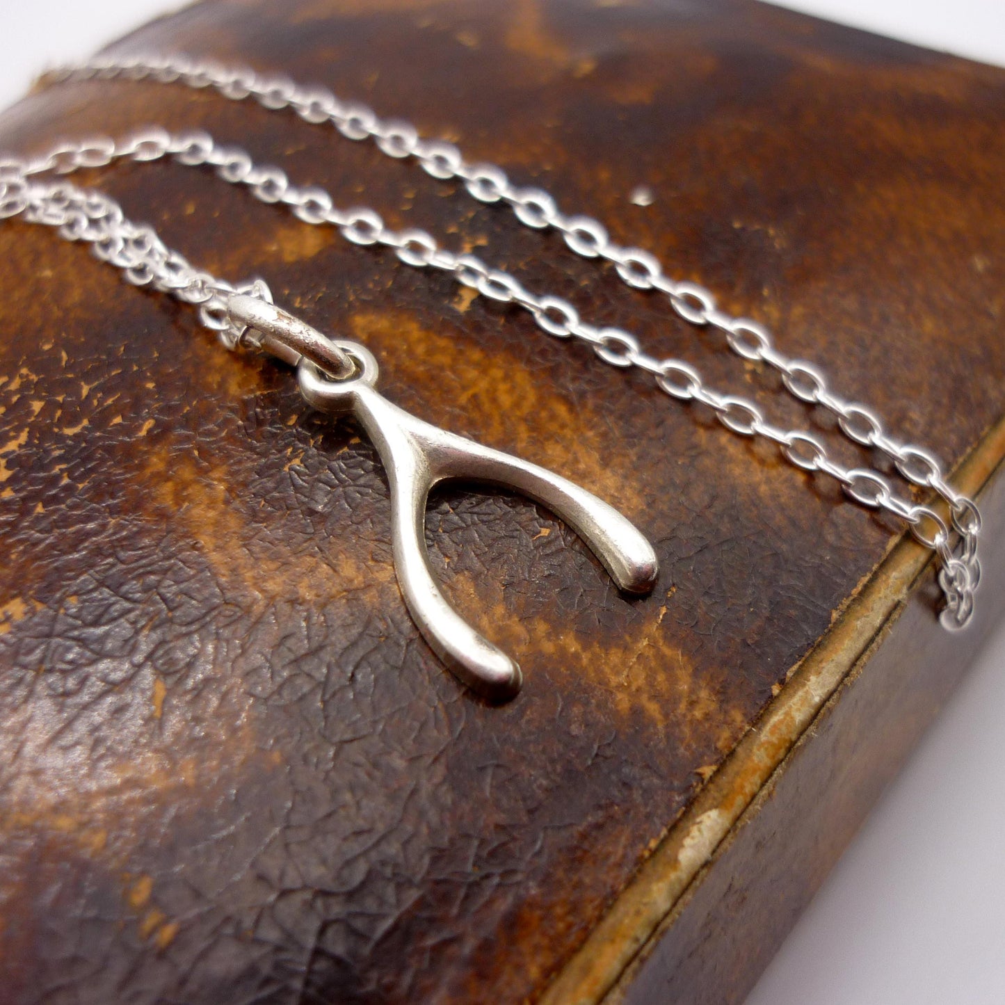 Vintage Silver Wishbone Charm Necklace