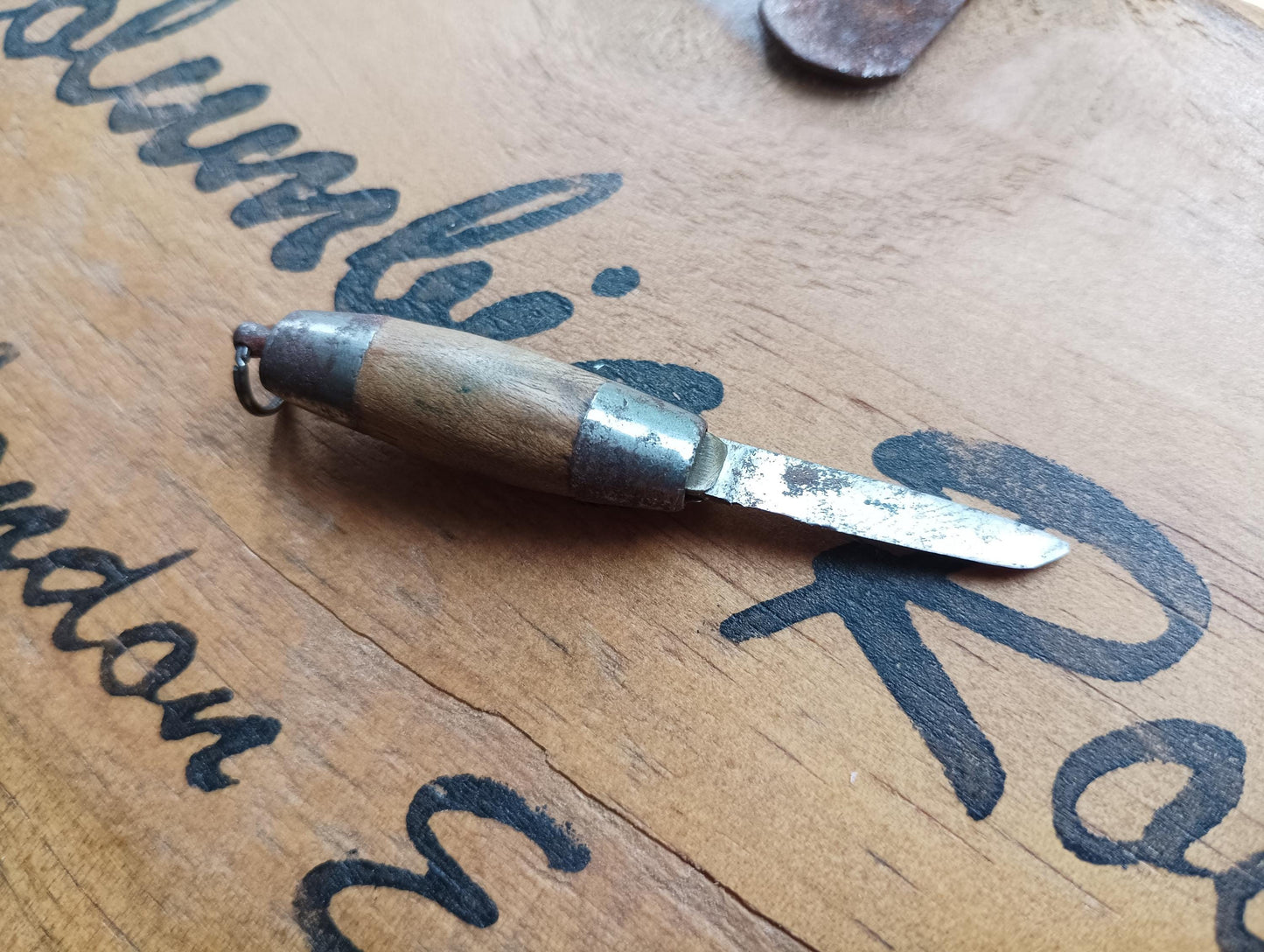 Antique P. Holmberg Miniature Barrel Knife: Swedish Keychain Penknife