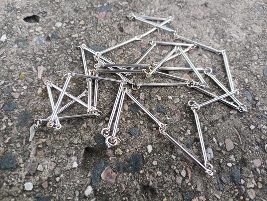 Vintage Long Double Over Silver Tone Bar Link Chain Necklace