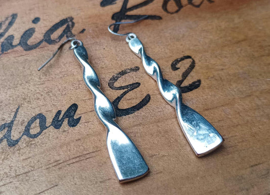 Vintage Silver Plated Twist Twirl Dangle Earrings