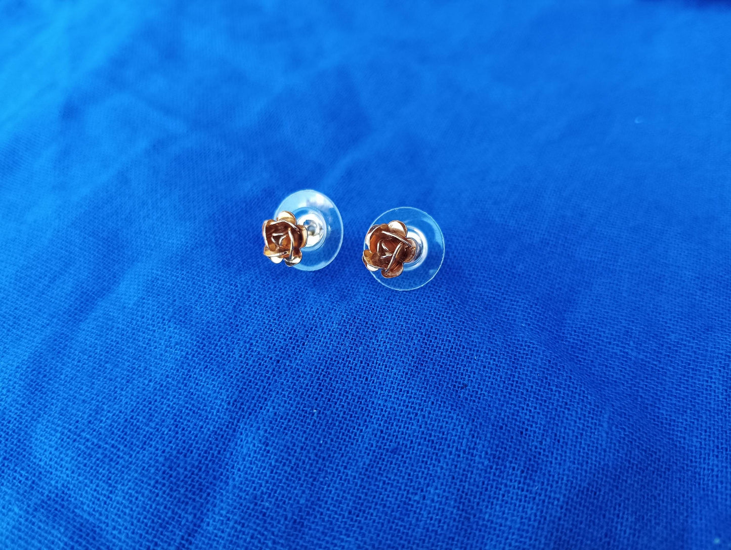 Vintage Gold Plated Rose Ear Stud Earrings