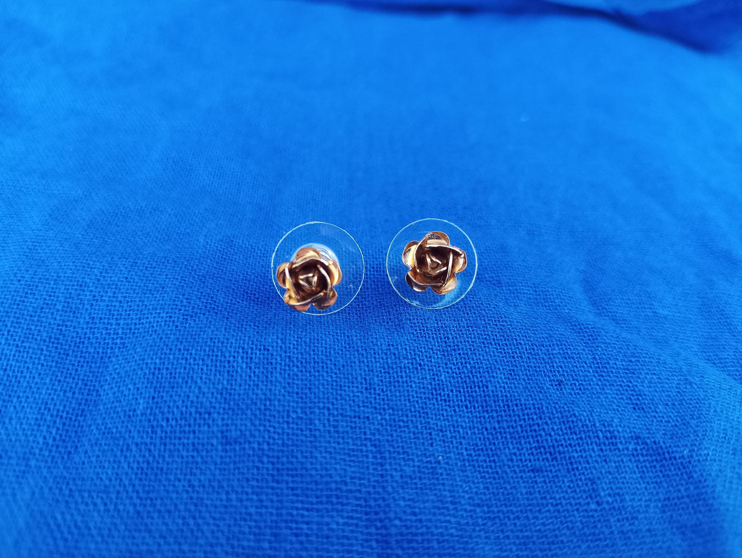 Vintage Gold Plated Rose Ear Stud Earrings