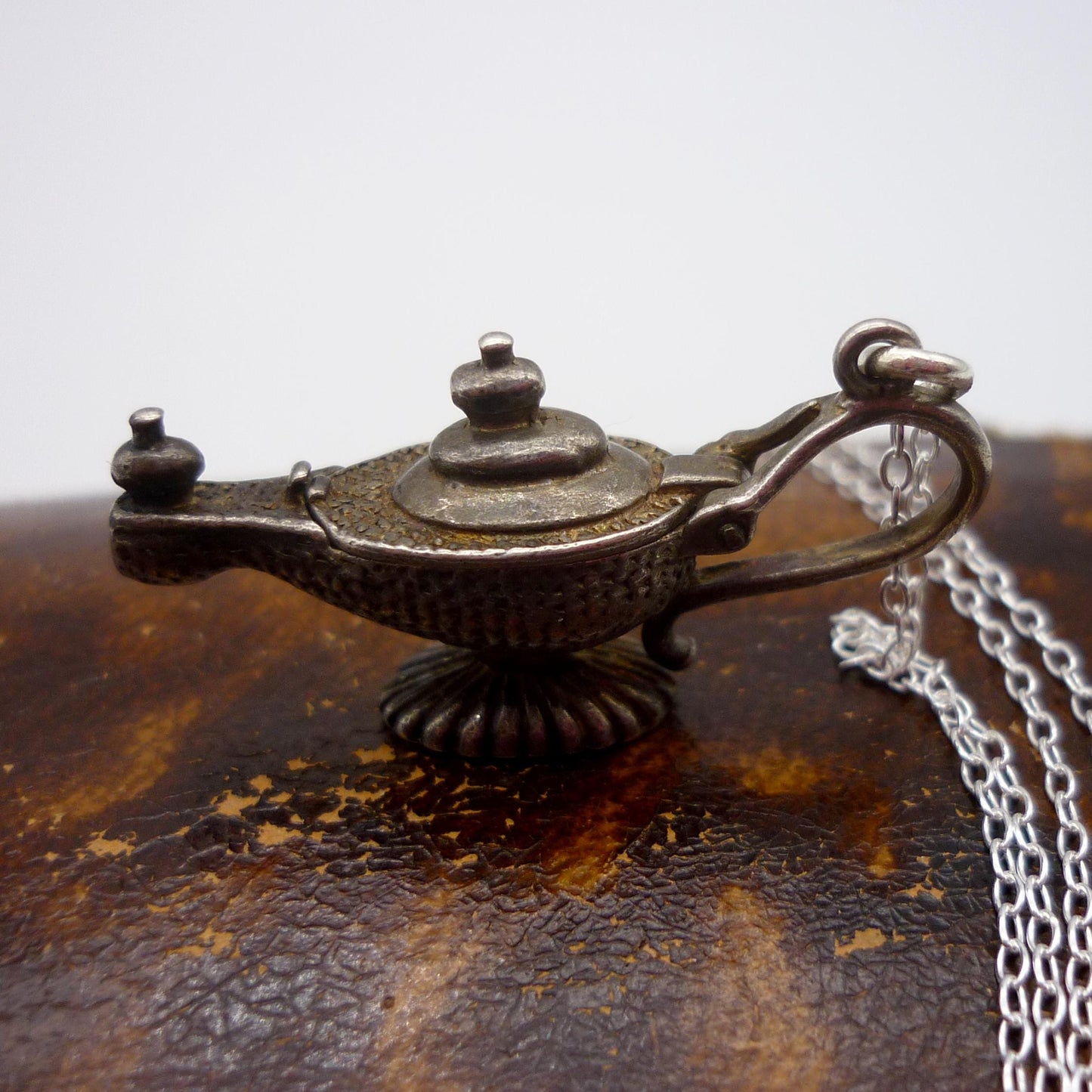 Aladdin's Lamp Charm Necklace, Silver Genie's Lamp Pendant