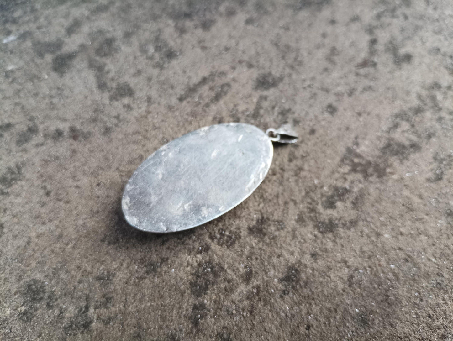 Large Sterling Silver Red Gemstone Cabochon  Pendant