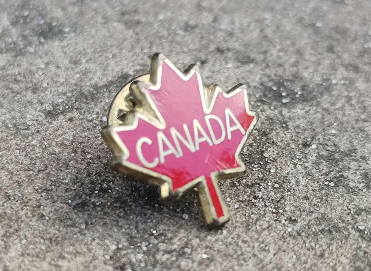 Vintage Red Maple Leaf Canada Enamel Souvenir Pin Badge