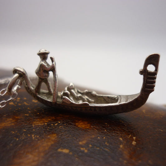 Vintage Italian Silver Gondola Charm Necklace