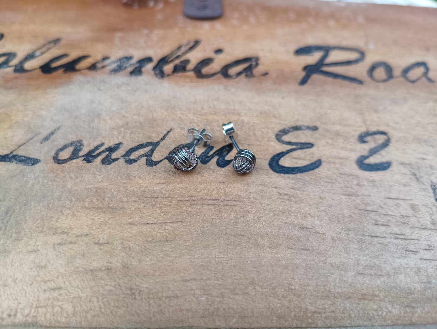 Vintage Sterling Silver Love Knot Stud Earrings