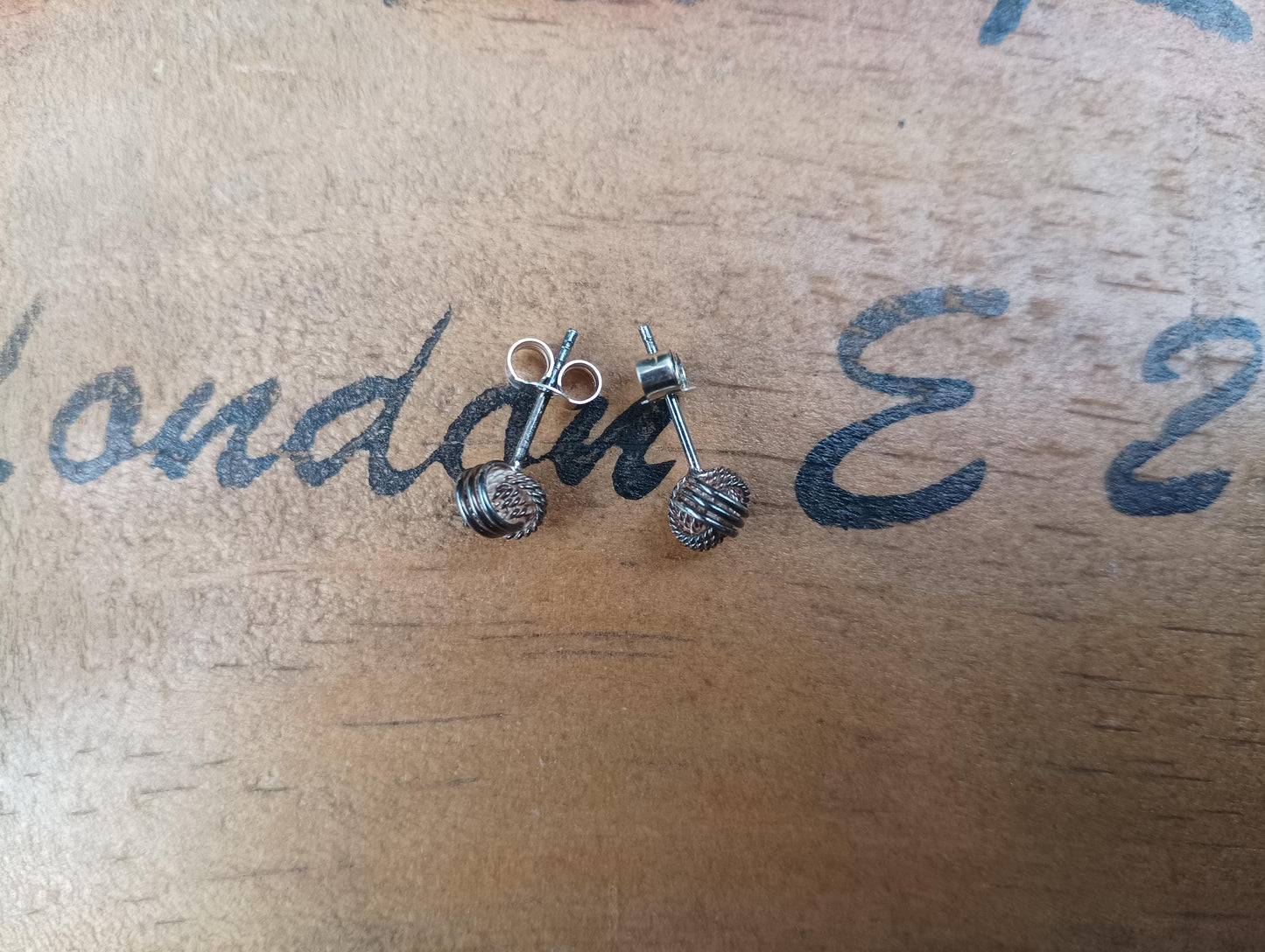 Vintage Sterling Silver Love Knot Stud Earrings
