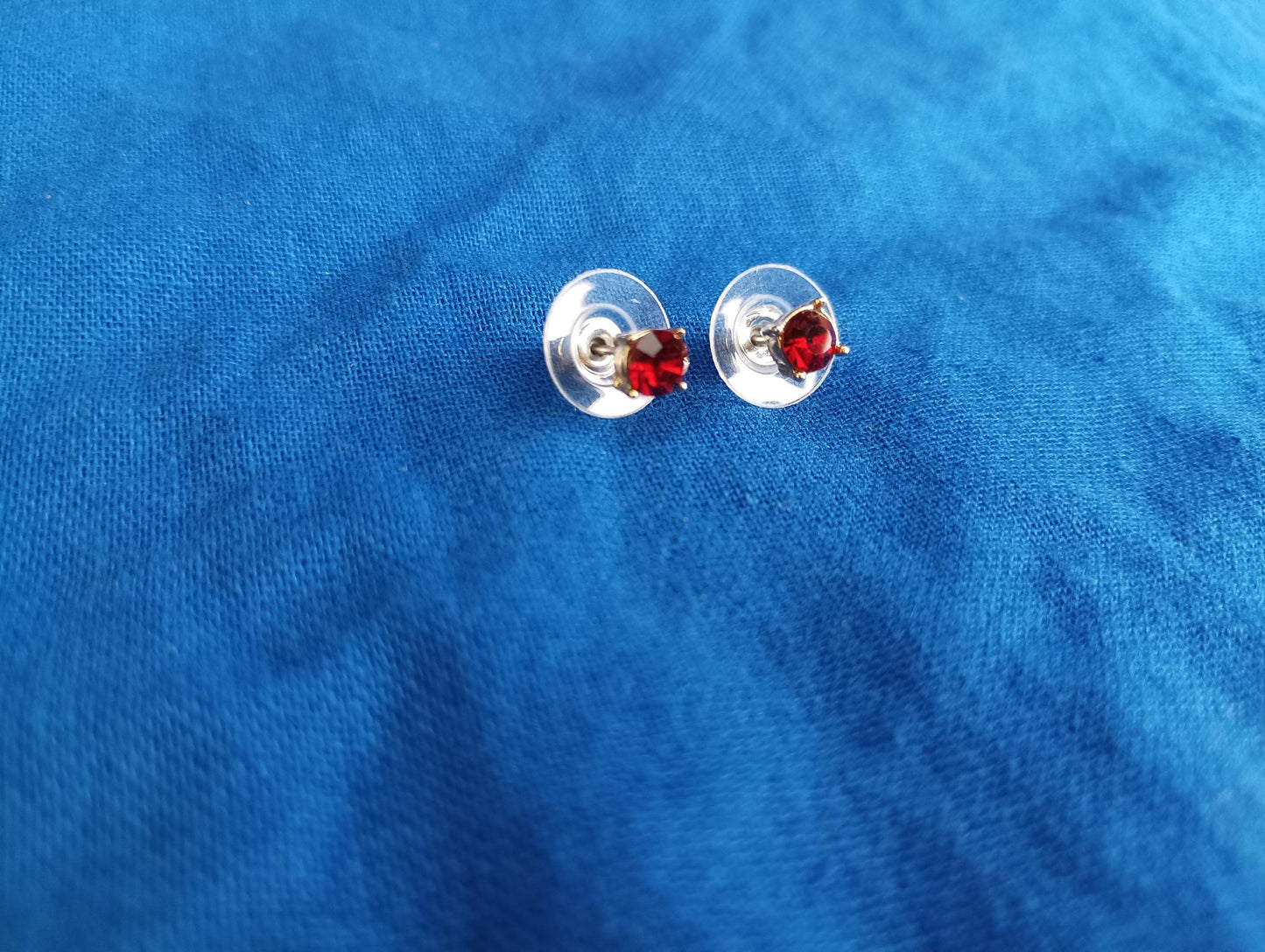 Vintage Faux Ruby Stud Earrings