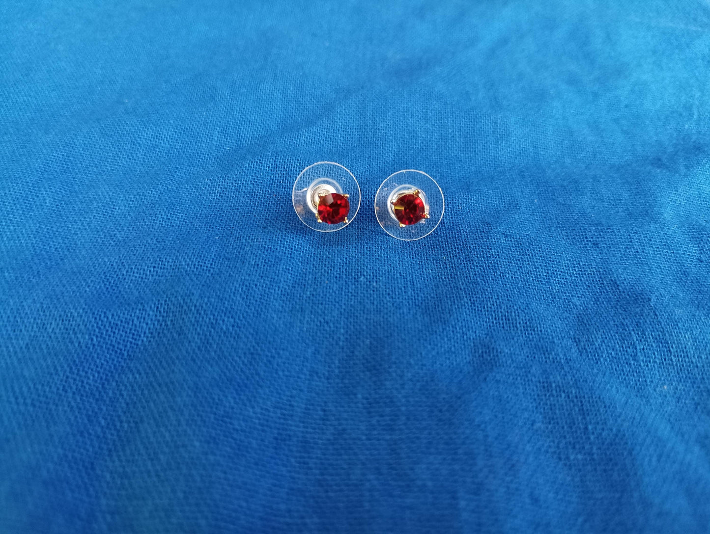 Vintage Faux Ruby Stud Earrings