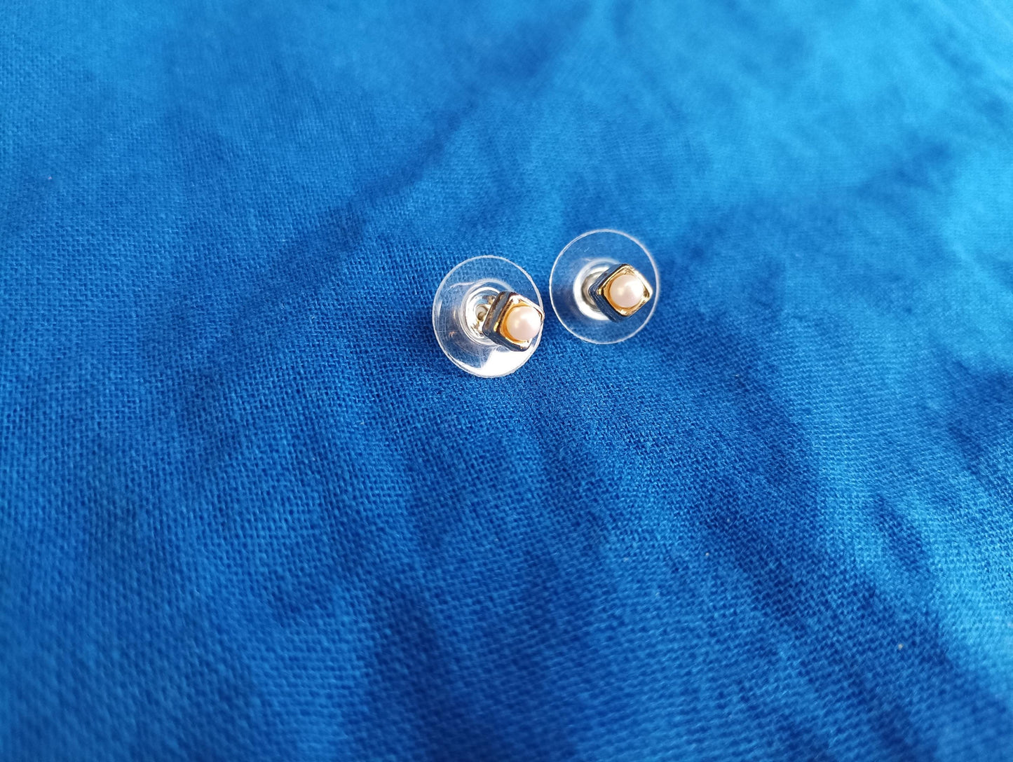 Vintage Faux Pearl and Gold Plated Stud Earrings