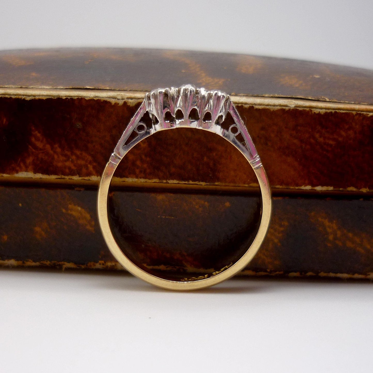 Antique 18k & Platinum Diamond Trilogy Ring Size 7