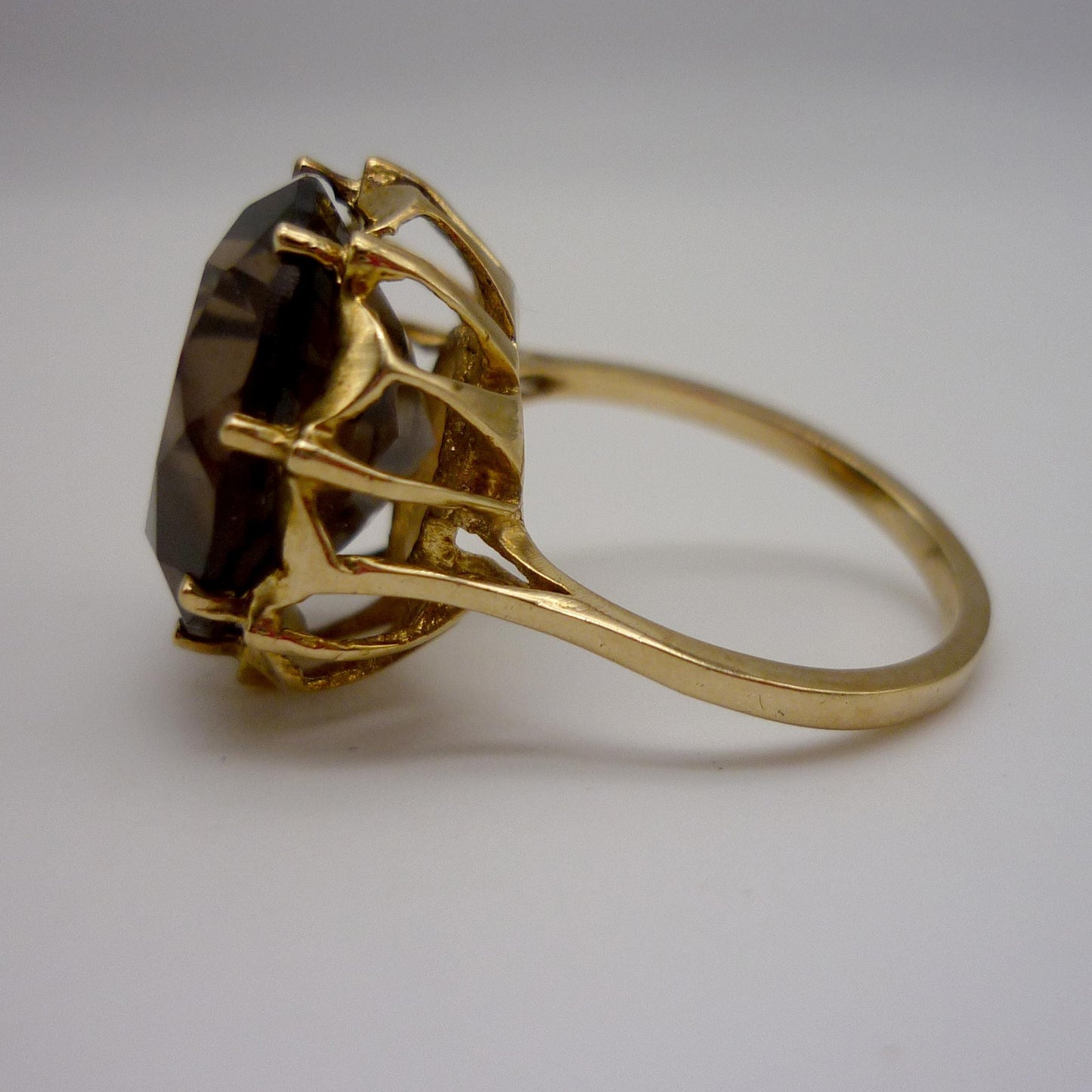 Smoky Quartz Gold Ring Size 6.25