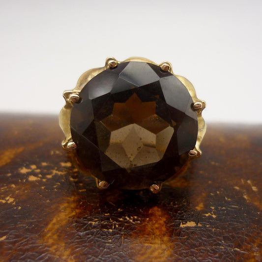 Smoky Quartz Gold Ring Size 6.25