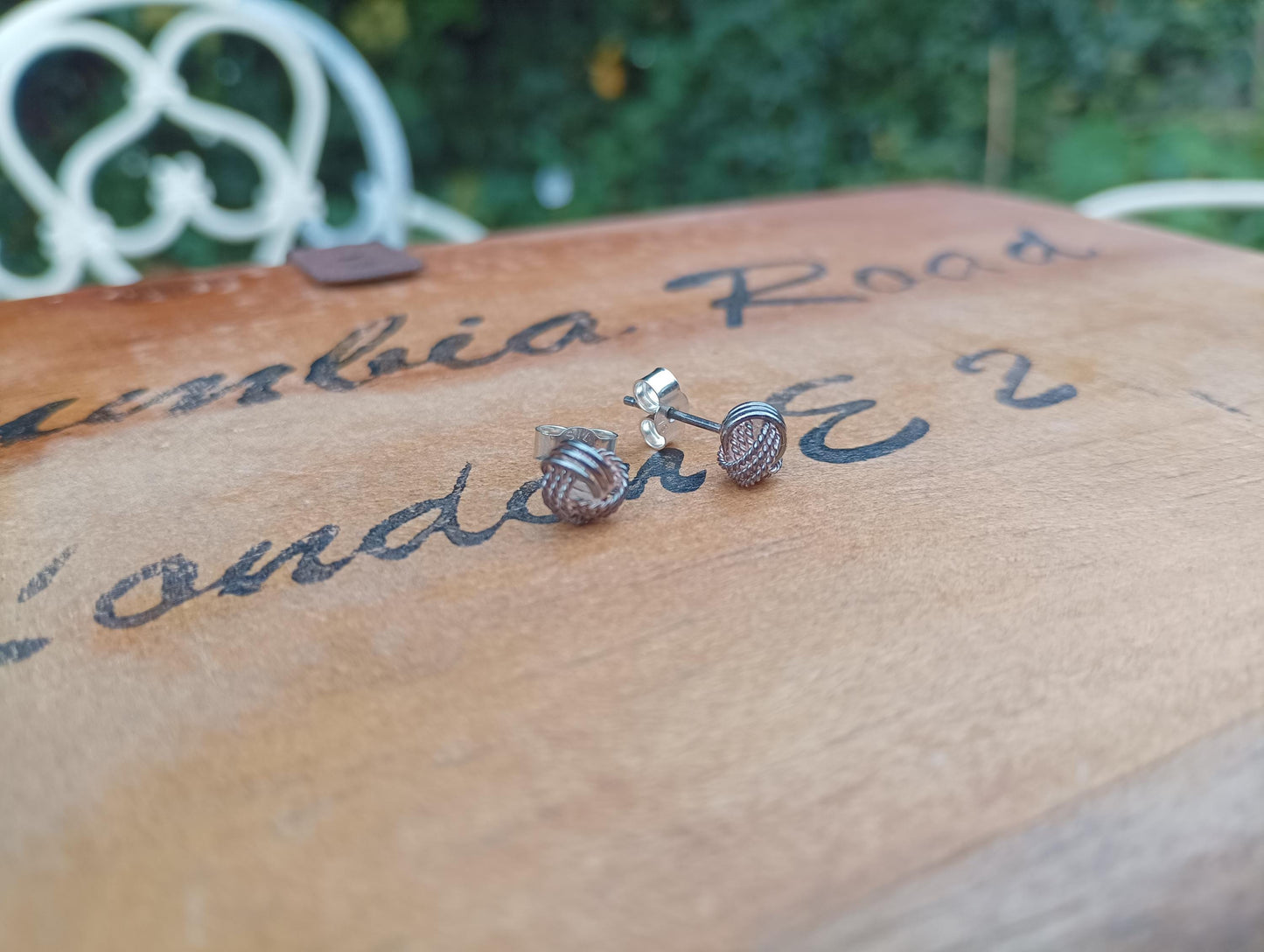 Vintage Sterling Silver Love Knot Stud Earrings