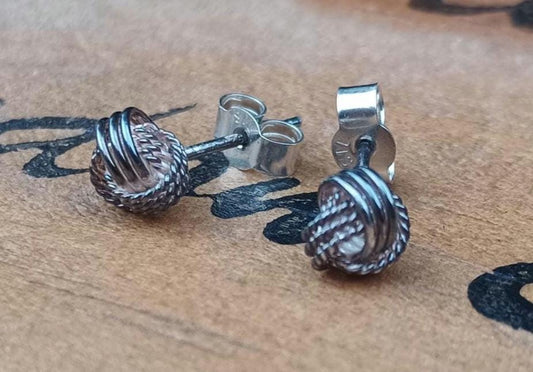 Vintage Sterling Silver Love Knot Stud Earrings
