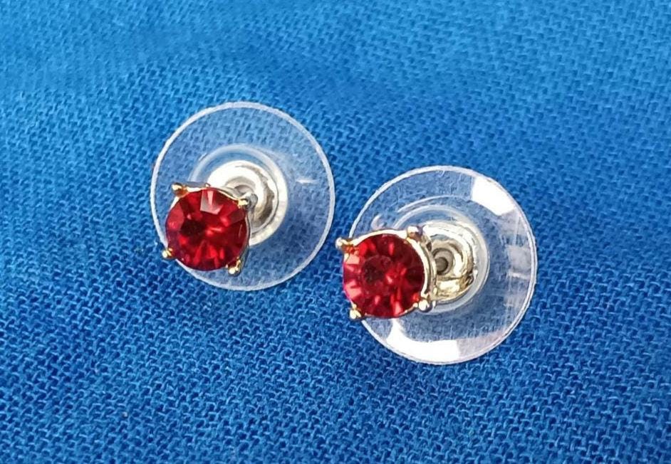 Vintage Faux Ruby Stud Earrings