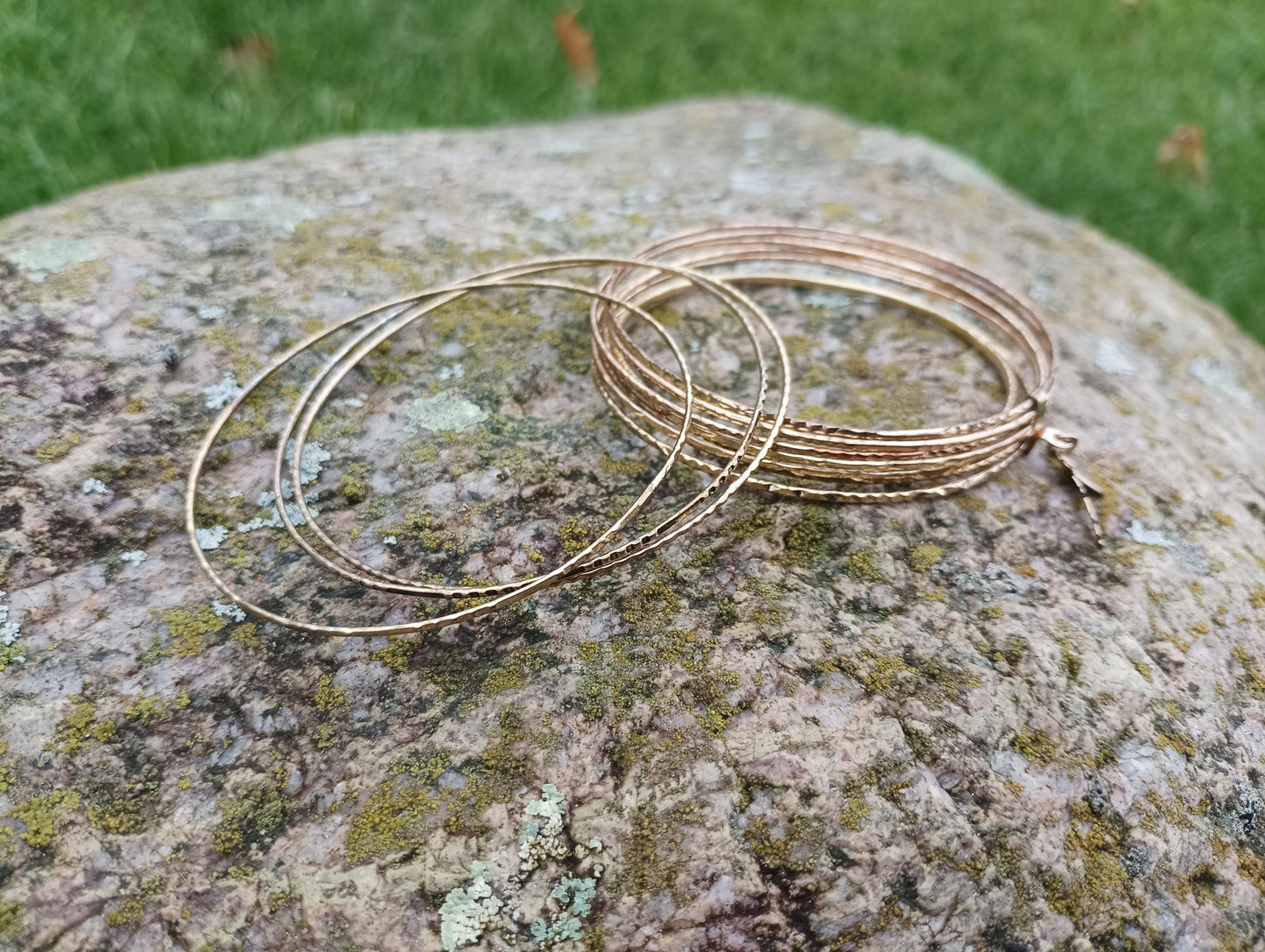 Set of Thin Gold Tone Metal Bangles For Women