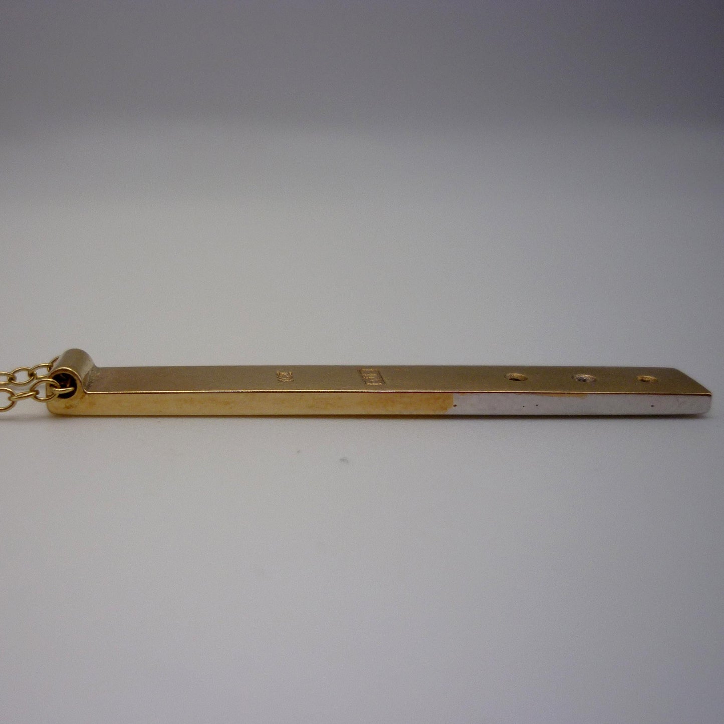 Two Tone Gold Bar Pendant with Diamonds