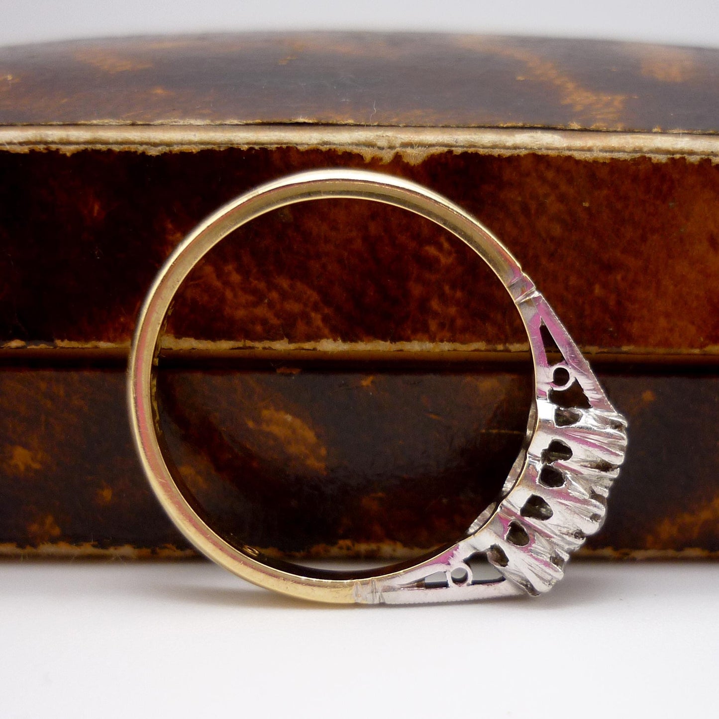 Antique 18k & Platinum Diamond Trilogy Ring Size 7