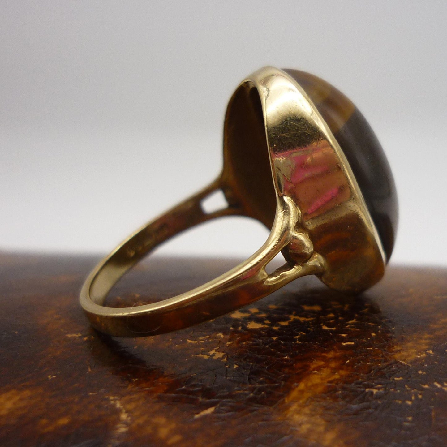 Vintage Gold Tiger's Eye Ring Size 5.75