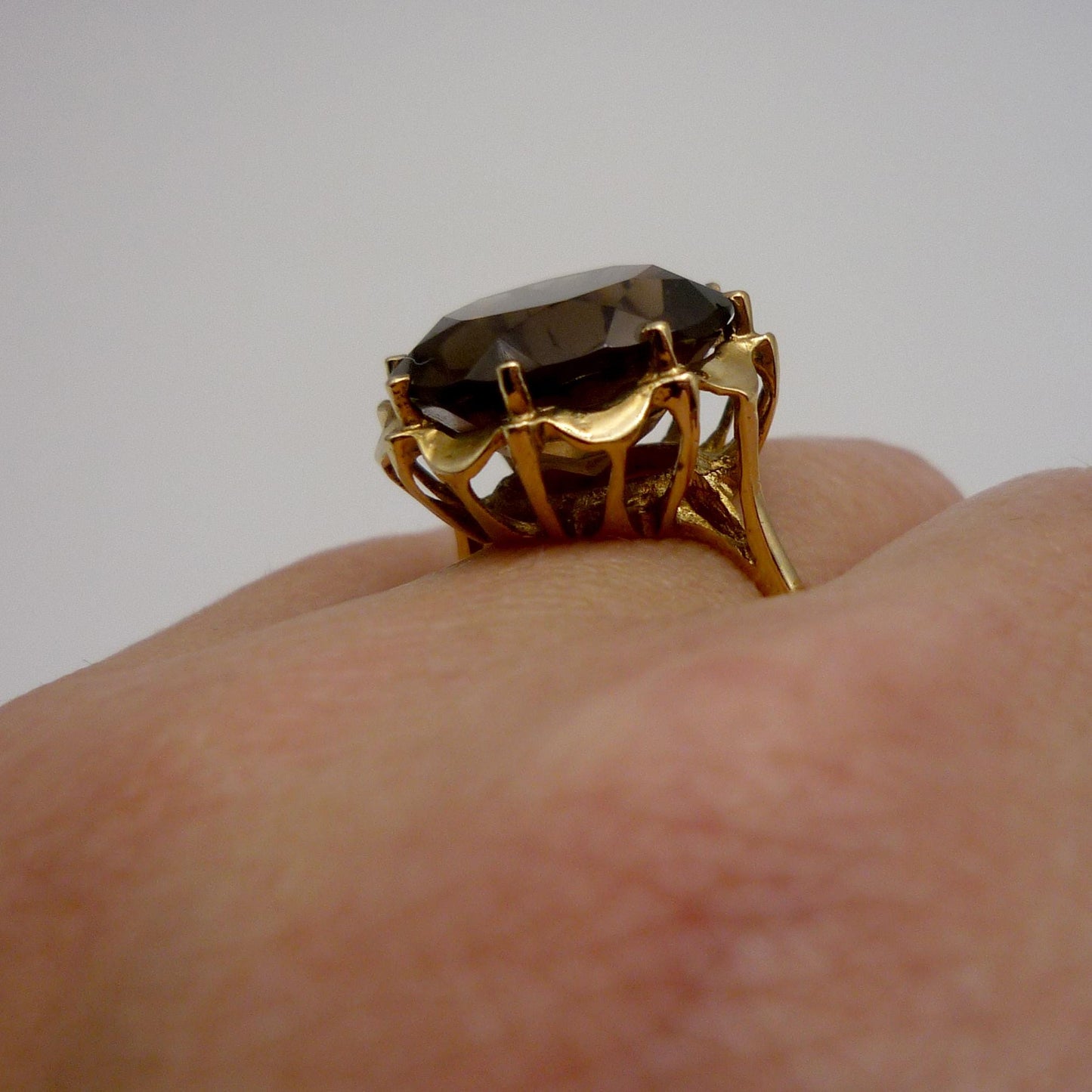 Smoky Quartz Gold Ring Size 6.25