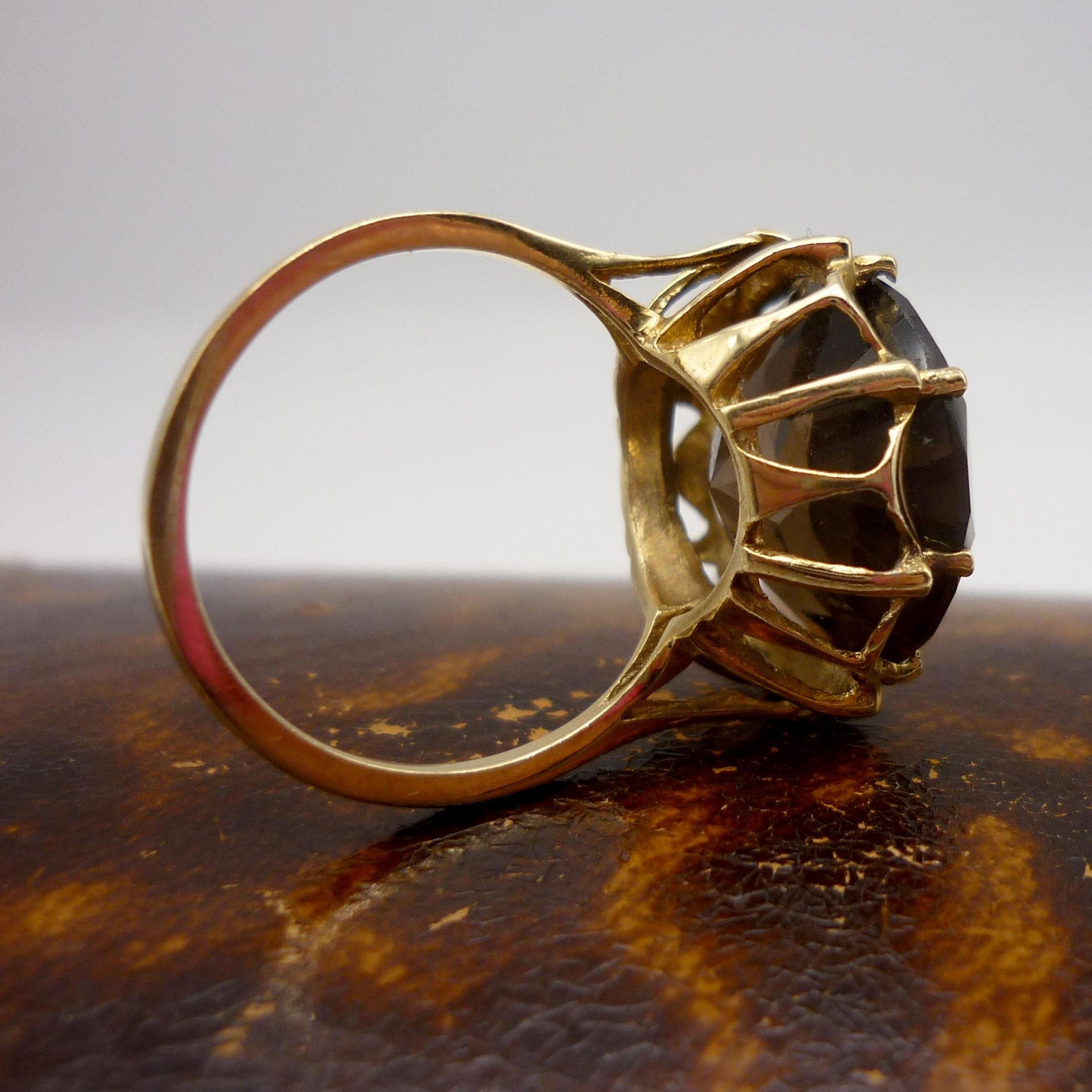 Smoky Quartz Gold Ring Size 6.25