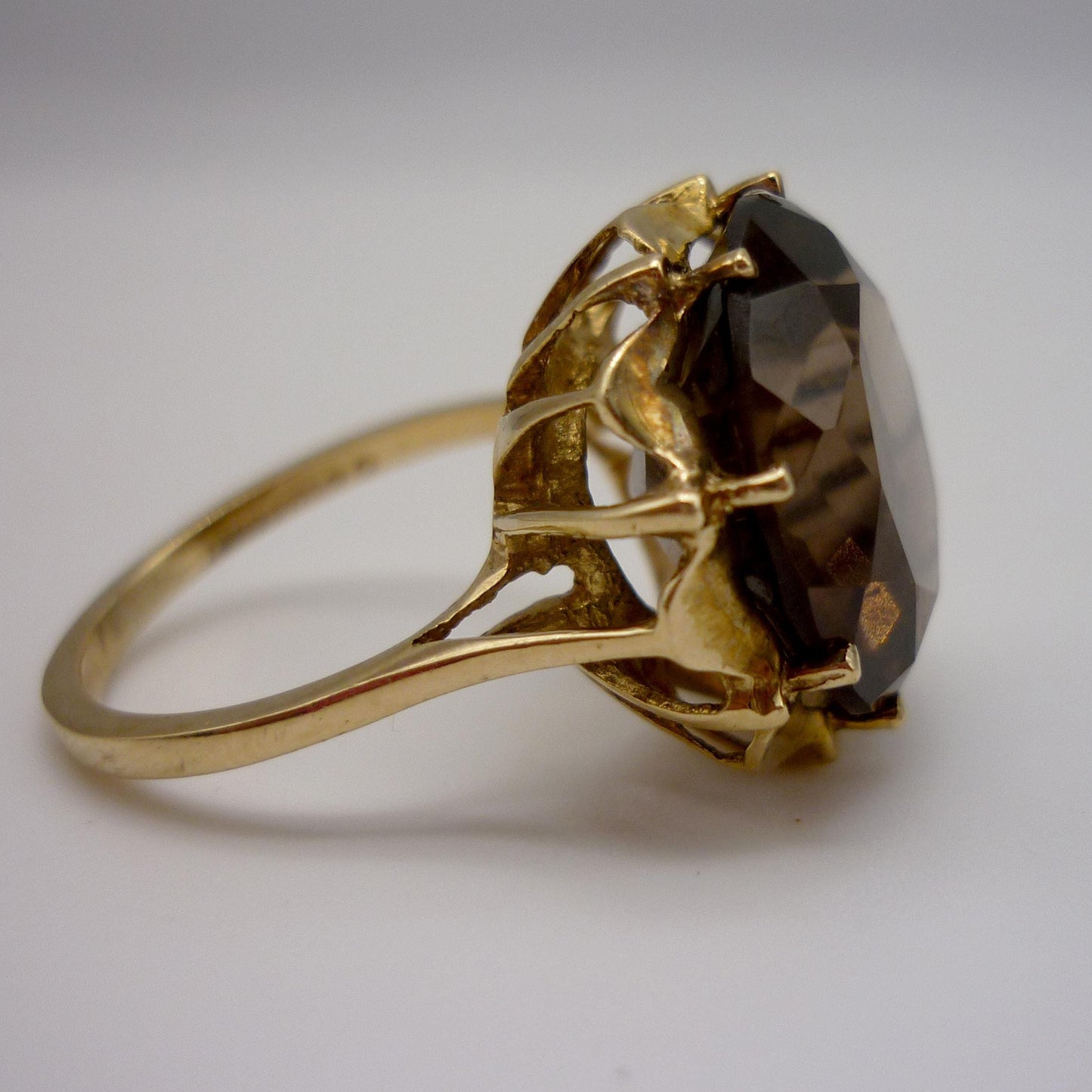 Smoky Quartz Gold Ring Size 6.25