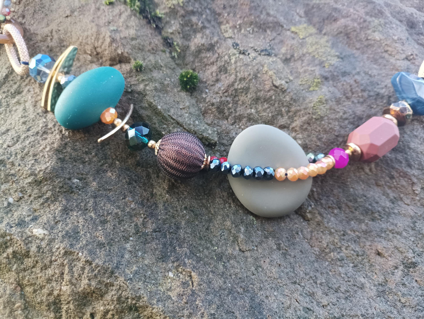 Vintage Colourful Long Beaded Statement Necklace