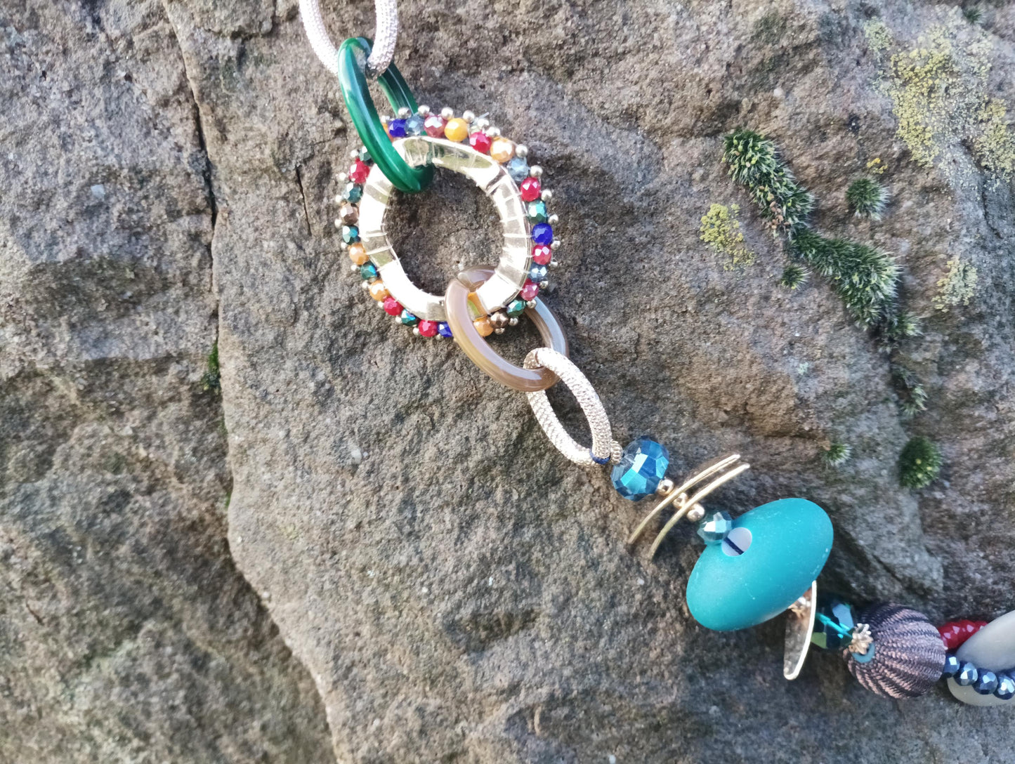 Vintage Colourful Long Beaded Statement Necklace