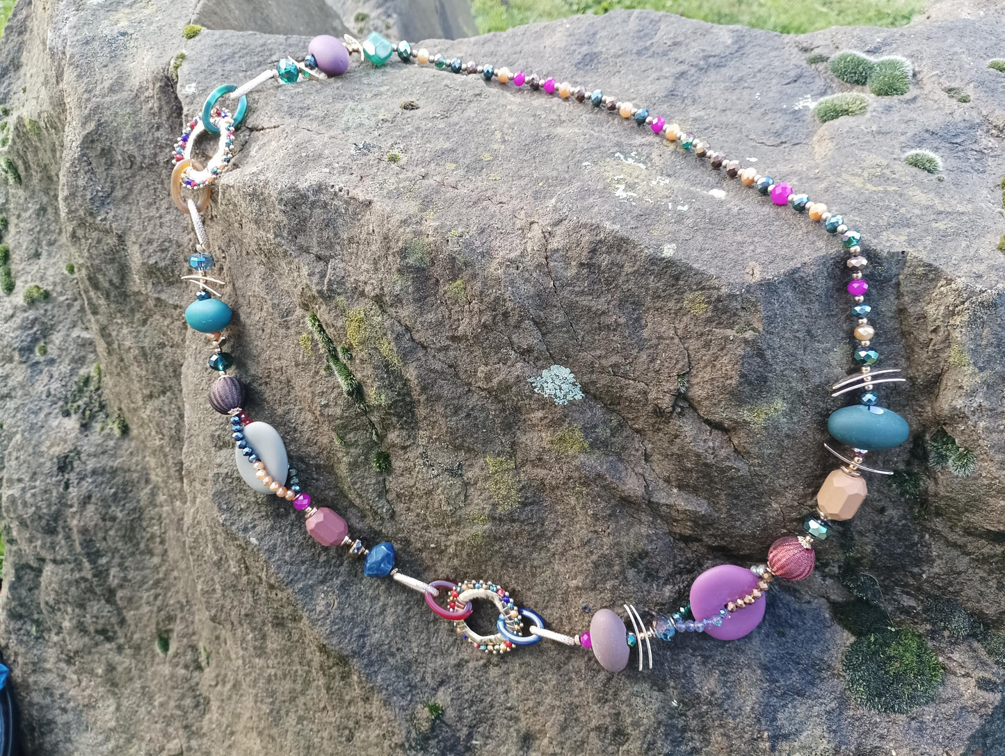 Vintage Colourful Long Beaded Statement Necklace