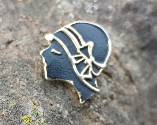 Art Deco Style Black and Gold Flapper Girl Profile Portrait Pin Brooch