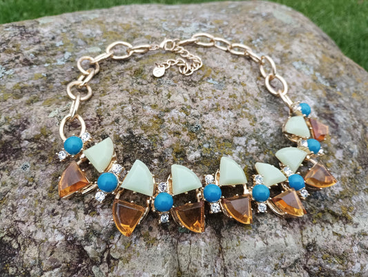 Chunky Vintage Art Deco Style Statement Necklace