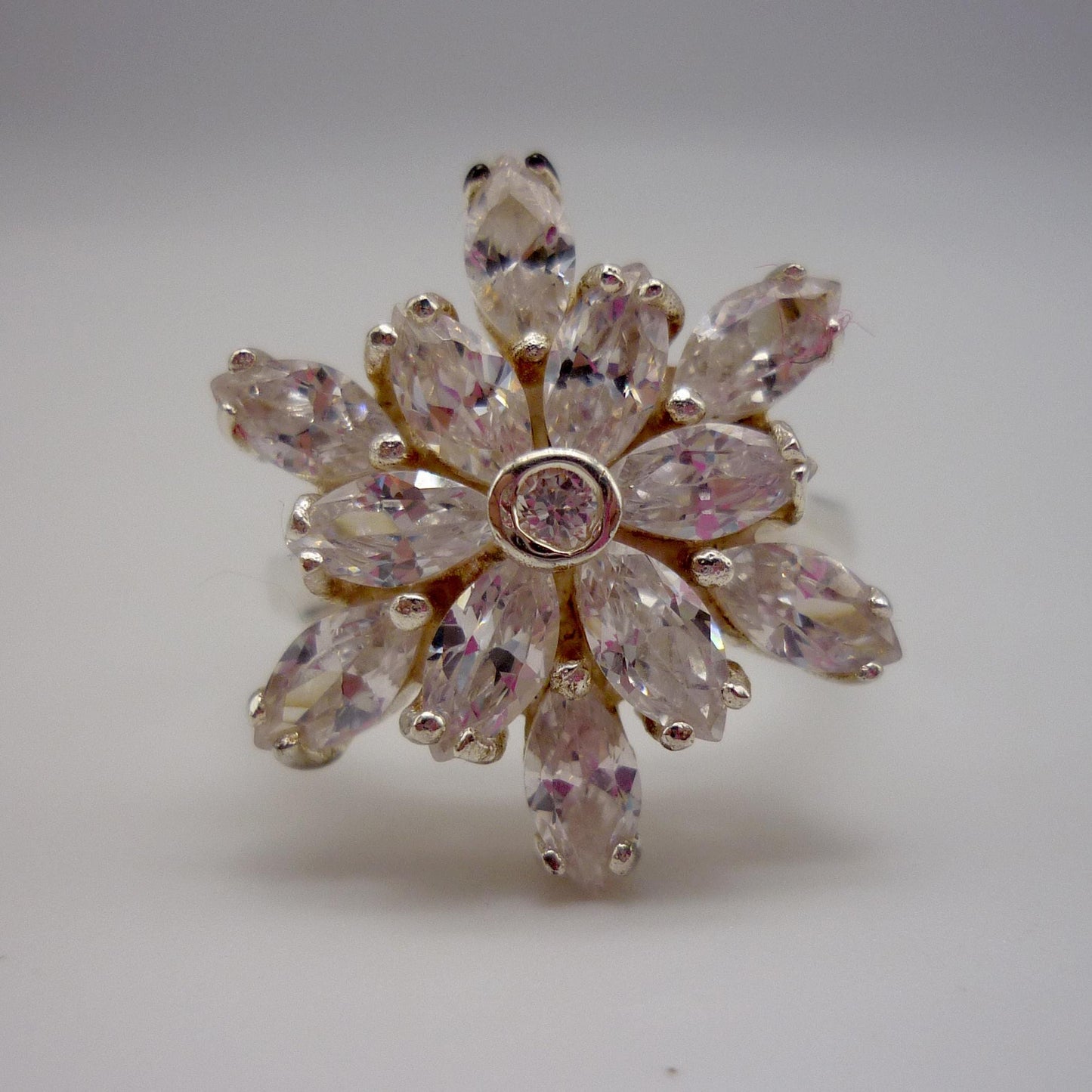 Cubic Zirconia Flower Ring Size 6.75