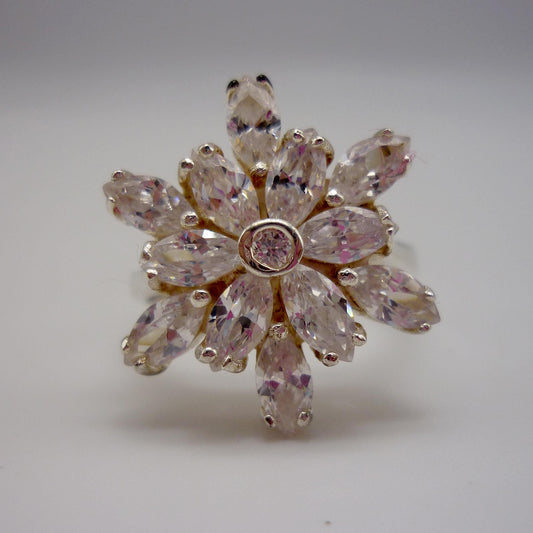 Cubic Zirconia Flower Ring Size 6.75