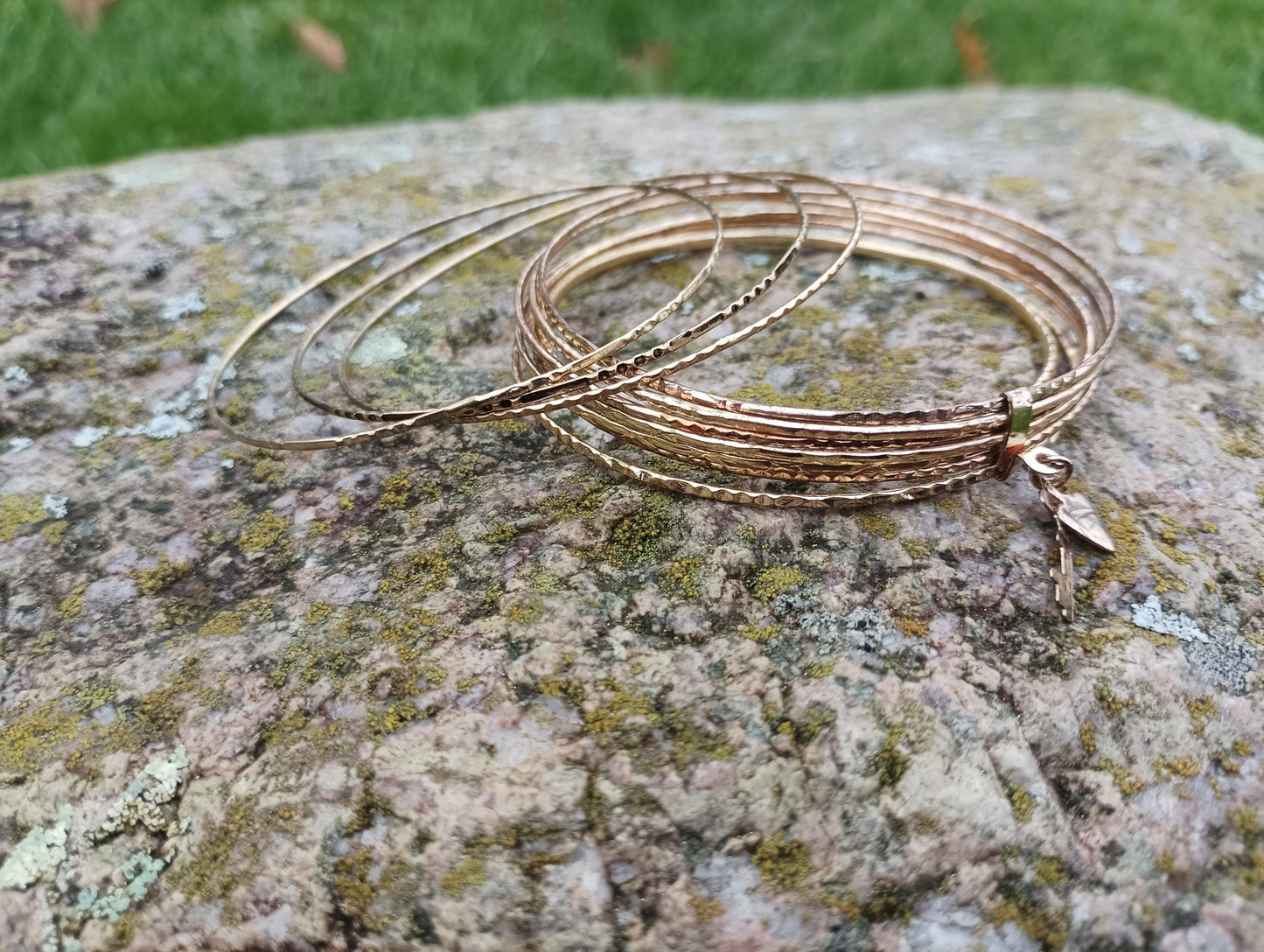 Set of Thin Gold Tone Metal Bangles For Women