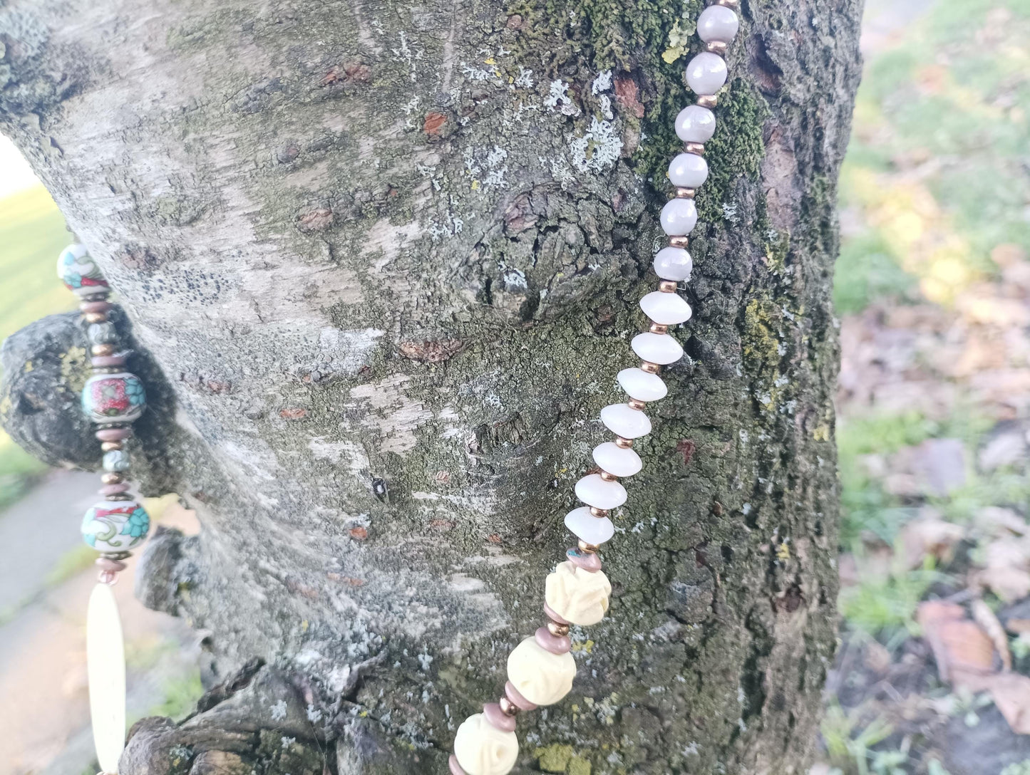 Vintage 1970s/1980s Artisanal Handmade Unsymmetrical Beaded Statement Necklace