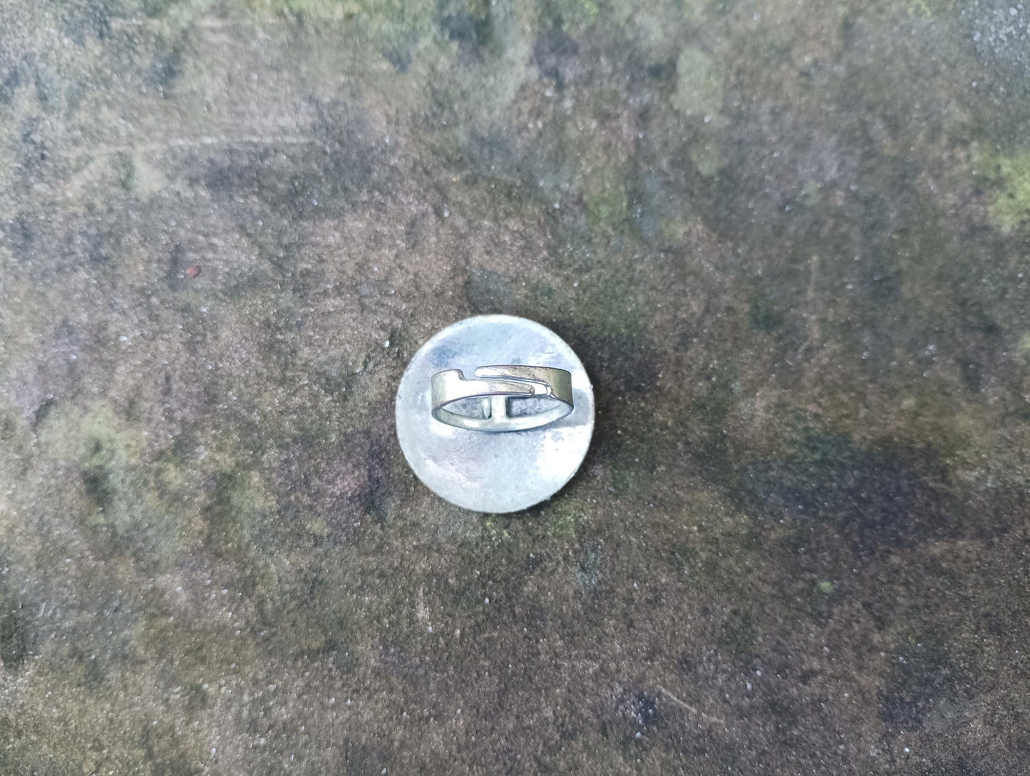 Vintage Costume Disc Ring with Abstract Design, Onesize Fits All