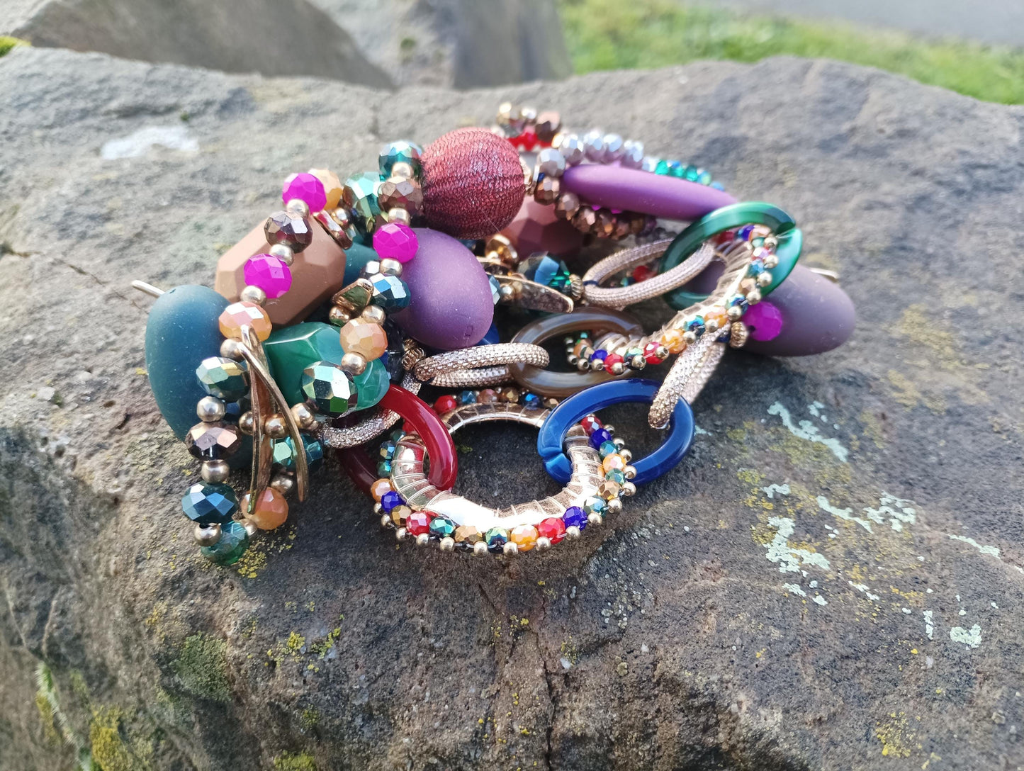 Vintage Colourful Long Beaded Statement Necklace