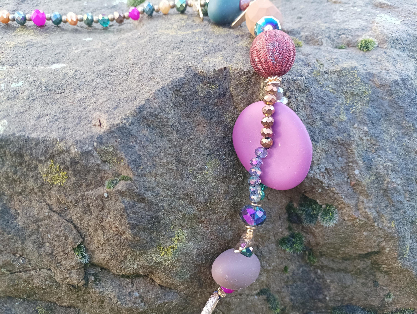 Vintage Colourful Long Beaded Statement Necklace