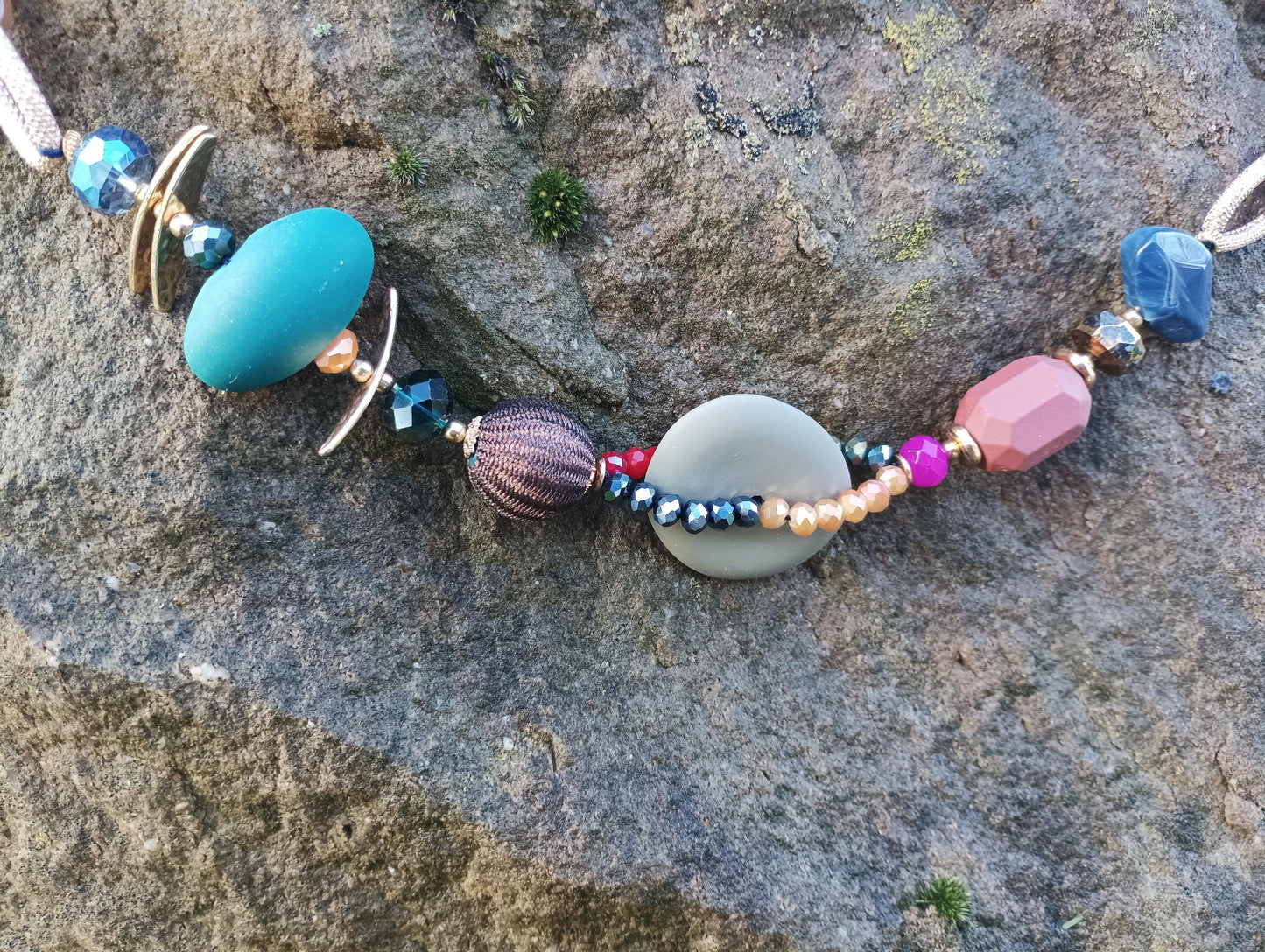 Vintage Colourful Long Beaded Statement Necklace