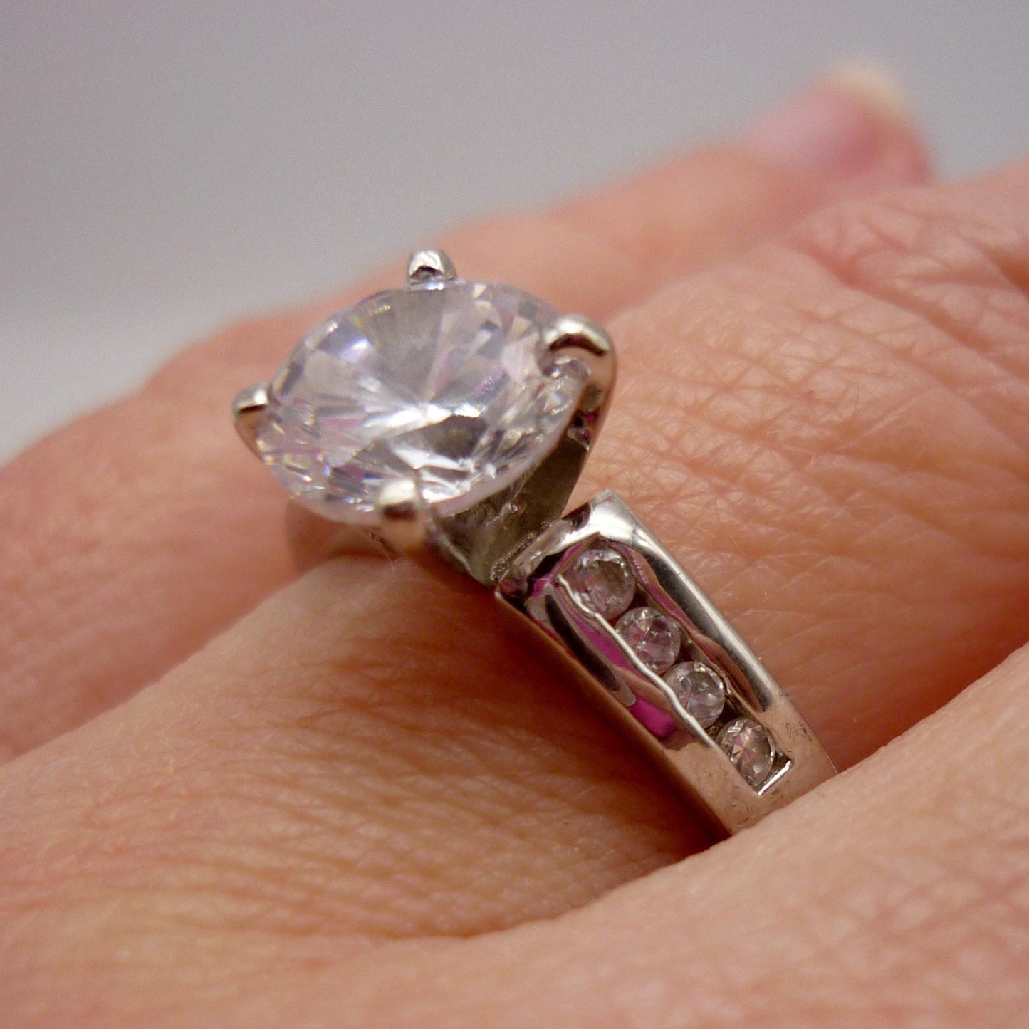 Cubic Zirconia Solitaire Silver Ring Size 6