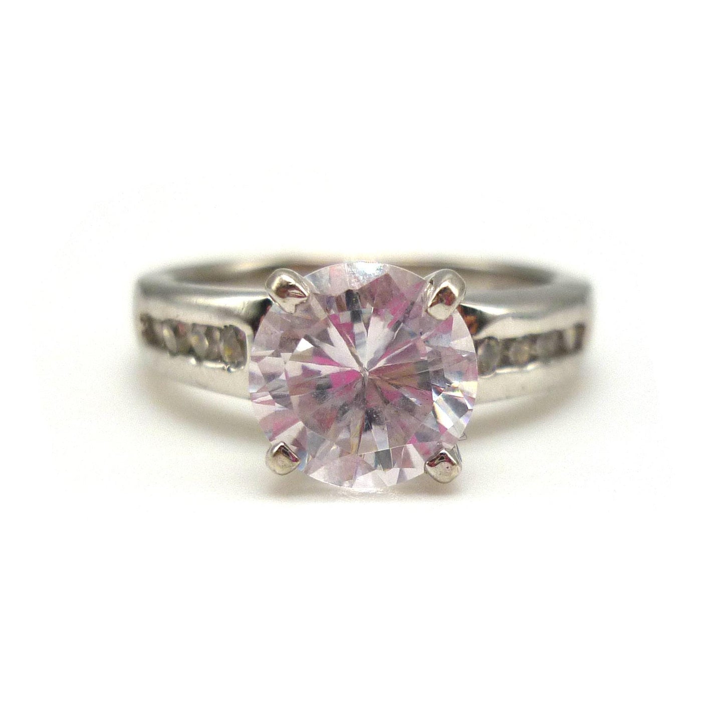 Cubic Zirconia Solitaire Silver Ring Size 6