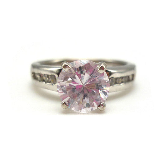 Cubic Zirconia Solitaire Silver Ring Size 6