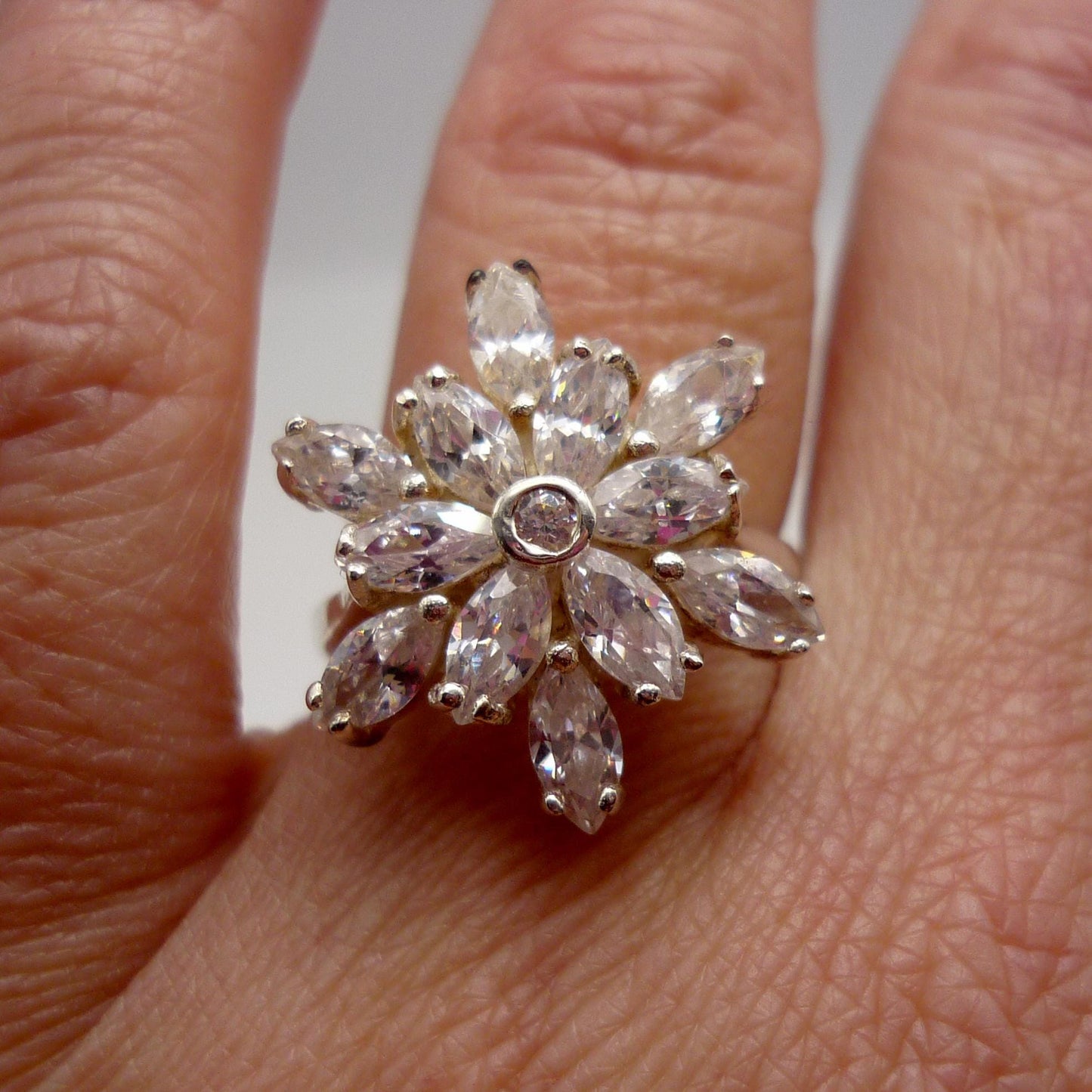 Cubic Zirconia Flower Ring Size 6.75