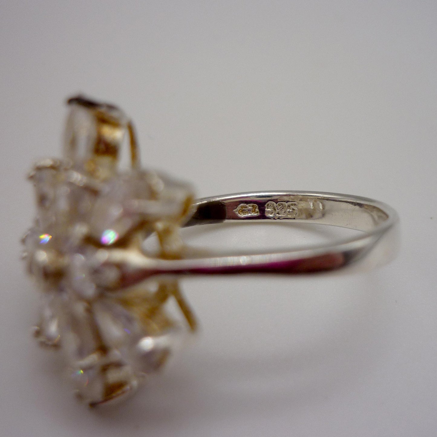 Cubic Zirconia Flower Ring Size 6.75