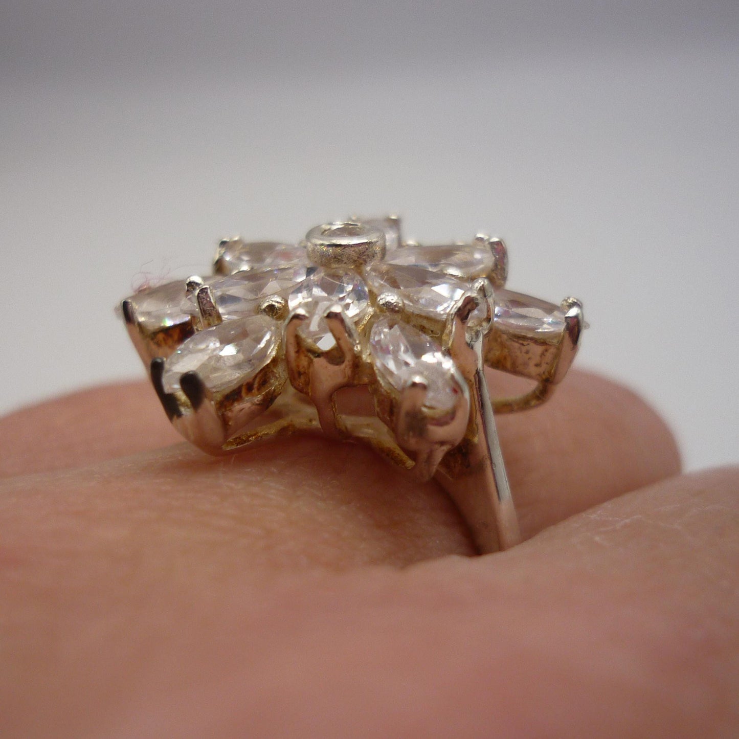 Cubic Zirconia Flower Ring Size 6.75