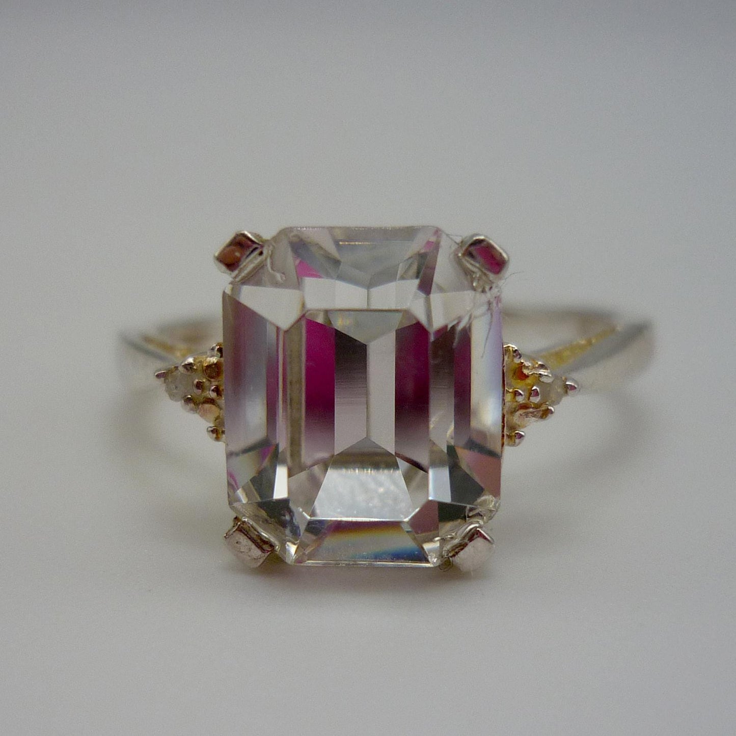 Cubic Zirconia Solitaire Silver Ring Size 6.5, Princess Cut CZ Ring