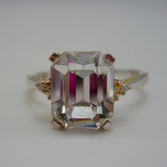 Cubic Zirconia Solitaire Silver Ring Size 6.5, Princess Cut CZ Ring